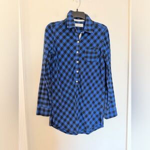 Aerie Y2K Blue and Black Checkered Button Down Nightgown - Size Small